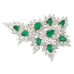 Emerald & Diamond Spray Brooch