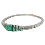 Art Deco Emerald & Diamond Line Bracelet