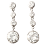 Platinum Round Diamond Drop Earrings