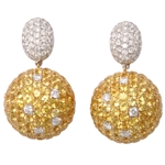 Yellow Sapphire & diamond earrings