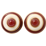 Gold Carnelian and Ivory BullsEye Earrings