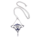 Special Arte Neuveau Sapphire and Diamond Pendant