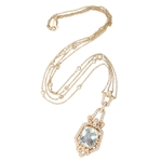 Unique 18k Yellow Gold Diamond and Green Amethyst Necklace