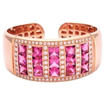 Rose Gold and Pink Tourmaline, Diamond Bracelet
