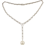 18K White Gold Diamond And South Sea Cultured Pearl Necklace