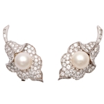 Platinum Diamond Orchid Earrings