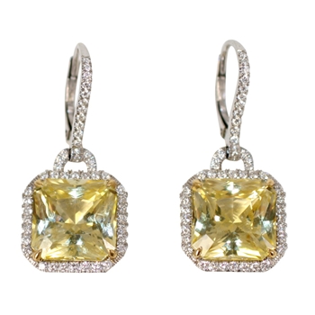 Yellow Sapphire & Diamond Earrings