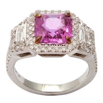 Pink Sapphire & Diamond Ring
