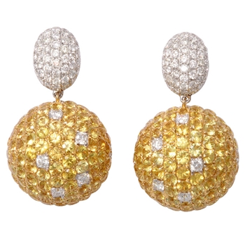 Yellow Sapphire & diamond earrings