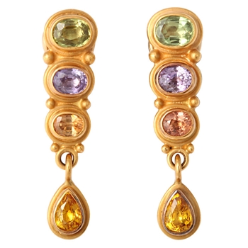 Gold and Fancy Color Sapphire Earrings
