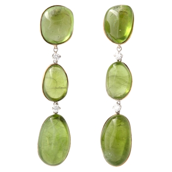 Yellow Gold Cabochon Peridot Earrings