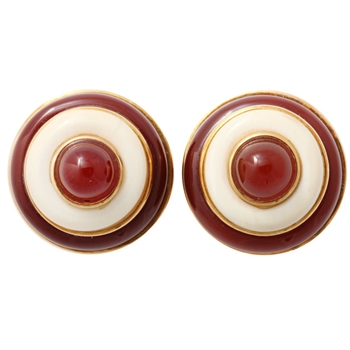 Gold Carnelian and Ivory BullsEye Earrings