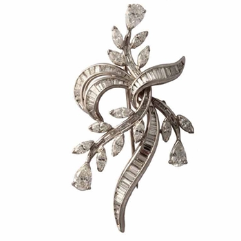Platinum Diamond Floral Brooch