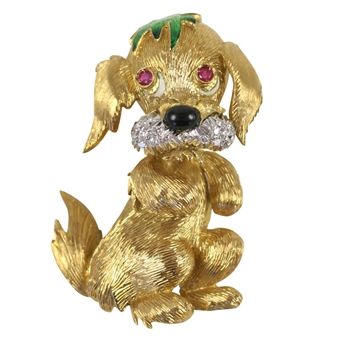 Whimsical Puppy Dog of Unknown Lineage Brooch