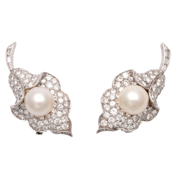 Platinum Diamond Orchid Earrings