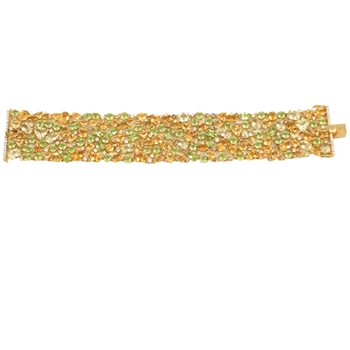 18K Yellow Sapphire Peridot Citrine & Diamond Flexible Bracelet