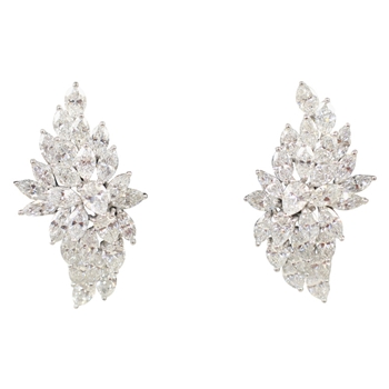 Platinum Diamond Cluster Earrings