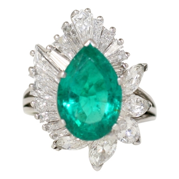 Platinum Emerald & Diamond Ring