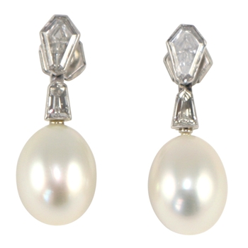 South Sea Cultured Pearl & Diamond Earrings