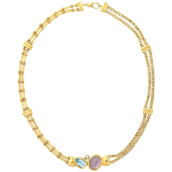 Gold, Amethyst, Blue Topaz and Diamond Choker