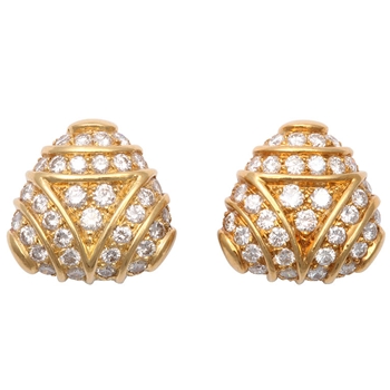 Gold and Diamond tri-corner earrings