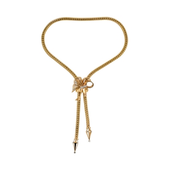 18k Rose Gold Lariat Necklace with Removable Bow Brooch