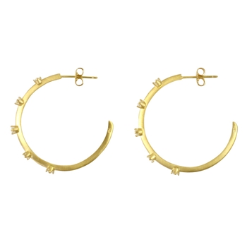 18K Yellow Gold & Diamond Hoop Earrings