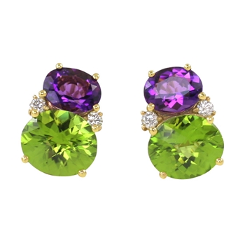 Amethyst & Peridot Twin Stone Earrings