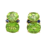 Peridot and Blue Sapphire Twin Stone Earrings