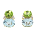 Peridot and Blue Topaz Twin Stone Earrings