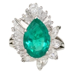 Platinum Emerald & Diamond Ring