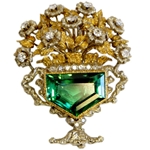 Buccelati Tourmaline and Diamond Flower Pot Brooch