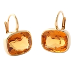 Gold Bezel Set Citrine Earrings on French