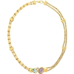 Gold, Amethyst, Blue Topaz and Diamond Choker