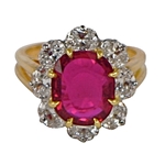 Ruby and Diamond cluster ring
