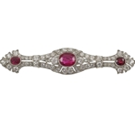 Spectacular Burma Ruby and Diamond bar Brooch