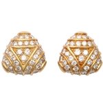 Gold and Diamond tri-corner Earrings