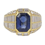 Yellow gold sapphire and diamond ring